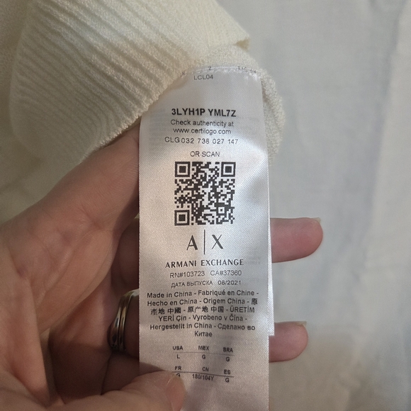 Armani Exchange Lg White Checker Sheer Knit Tank NWT - Picture 7 of 12